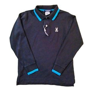 Psycho Bunny Black Polo Shirt with Blue Accents